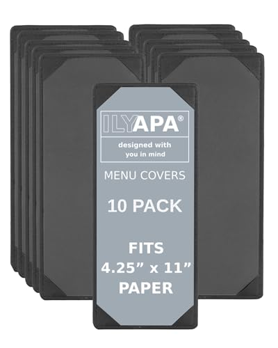 Ilyapa Vinyl Leather Menu Holder, 4.25x11 Inch - 10 Pack, Table Top Display - size: 4.25 x 11