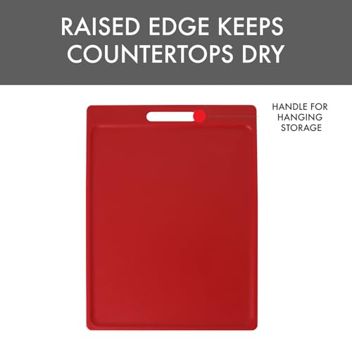 Dexas NSF Certified Polysafe Cutting Board with Handle, 11 x 14.5 Inches, Reversible Kitchen Cutting Board, Red - color: Red, size: 14.5"L x 11"W