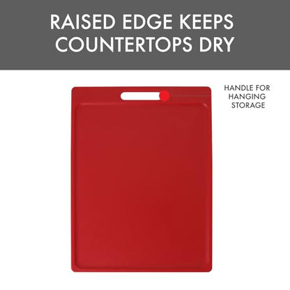 Dexas NSF Certified Polysafe Cutting Board with Handle, 11 x 14.5 Inches, Reversible Kitchen Cutting Board, Red - color: Red, size: 14.5"L x 11"W