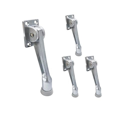 QCAA Heavy Duty Kickdown Door Stopper, 5", Zinc Die Cast, Satin Chrome, 4 Pack, Made in Taiwan - color: Satin Chrome(5"), size: 4 Pack