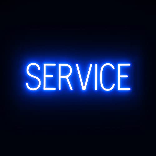 SpellBrite LED Neon SERVICE Sign for Business - Blue, 25" x 6" - color: Blue, size: SERVICE (25"x6.3")