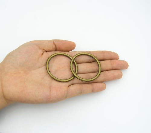 40pcs 4 Sizes O Rings Welded Strong Metal Heavy Duty Round Ring for Pet Collars Buckle Belts Strap Webbing Sewing - color: 3/2"(38mm) Bronze 10pcs