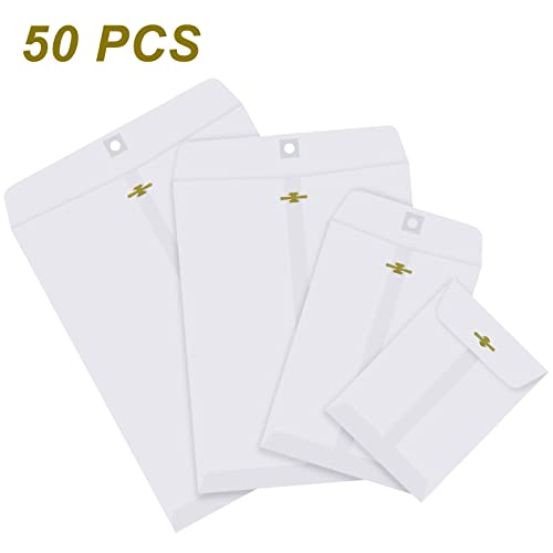 Frienda 4 Sizes Clasp Manila Envelopes, 50 Pcs Kraft Clasp Envelope, White - color: White, size: 5 x 7 In, 6 x 9 In, 9 x 12 In, 10 x 13 In