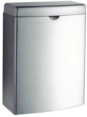 Bobrick Sanitary Napkin Disposal Wall Mounted Stainless Steel Flip Top Receptacle for Public Restrooms, 1-Piece Design with 1 Gallon Waste Capacity (Model B-270) - size: 1 Gallon