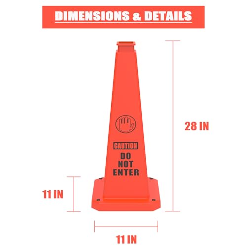 28" Orange "Do Not Enter" Safety Cones 6-Pack with Base - color: Orange, size: 28"