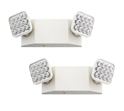 Lithonia Lighting Basics LED Emergency Light, Adjustable Heads 120/277V 2Pk - size: Generation 3 (White, 2-Pack), style: Square Lamp