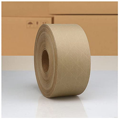 Packing Tape 2.83inch x 450 Feet Reinforced Water Activated Gummed Tape Kraft Paper Tape750(mm) 150Yard for Heavy Duty Shipping Writable Strong Adhesive Brown Carton Box for Moving and Storage