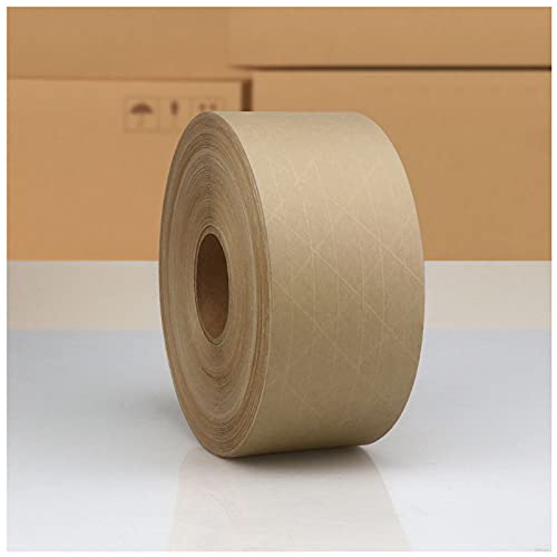 Packing Tape 2.83inch x 450 Feet Reinforced Water Activated Gummed Tape Kraft Paper Tape750(mm) 150Yard for Heavy Duty Shipping Writable Strong Adhesive Brown Carton Box for Moving and Storage