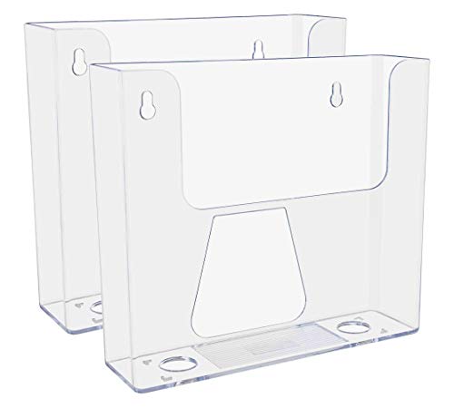 Marketing Holders 2 Pack Brochure Holder with Hardware for 7.5" Graphic Flyers Clear Acrylic Wall Rack Printed Media Postcards Caddy for Tourist Attractions Gift Shops Retail Stores and Offices