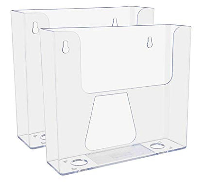 Marketing Holders 2 Pack Brochure Holder with Hardware for 7.5" Graphic Flyers Clear Acrylic Wall Rack Printed Media Postcards Caddy for Tourist Attractions Gift Shops Retail Stores and Offices