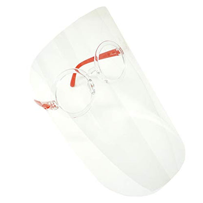 ArtToFrames Protective Kids Face Shield 5 Pack, Fully Transparent Face and Eye Protection from Droplets and Saliva with ReusableRound Red Glasses and Replaceable Shield, Anti-Fog PPE - color: Kids Red, size: 5 Pack