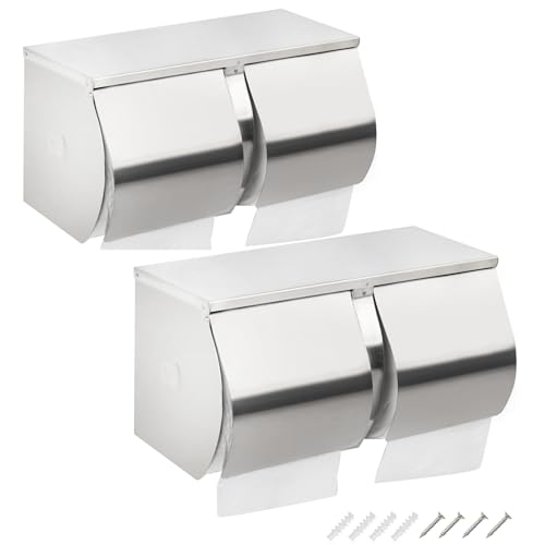 2Pack Double Roll Toilet Paper Holder Dispenser with Shelf Storage