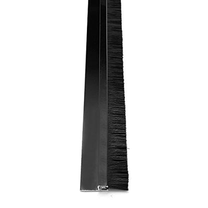 uxcell Door Bottom Sweep H-Shape Aluminum Alloy Base with 0.6-inch Black Nylon Brush 39-inch x 1.4-inch - color: Black, size: 39.37" x 0.6"