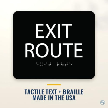 Alpha Dog Exit Route Sign, 5x6 ADA Braille Sign, Black - color: Black, size: Exit Route