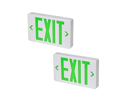TANLUX Green Exit Sign, LED Emergency Exit Light with Battery Backup, UL Listed, AC 120/277V, Hardwired Exit Signs with Emergency Lights, Commercial Emergency Lights for Business - 2 Pack - color: Green, size: 2 Pack