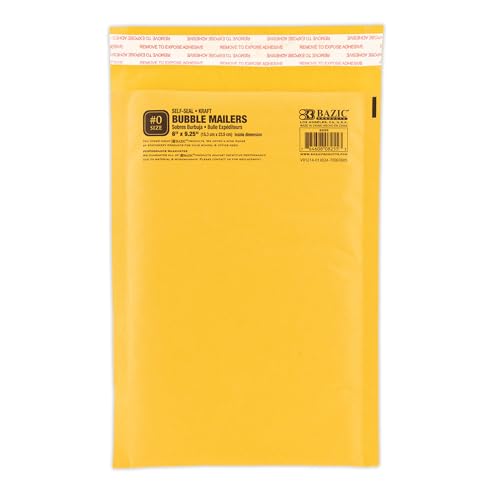 BAZIC Products #0 Self-Seal Bubble Mailer, 6 x 9.25 In - color: #0 (6" x 9.25"), size: 1-Pack