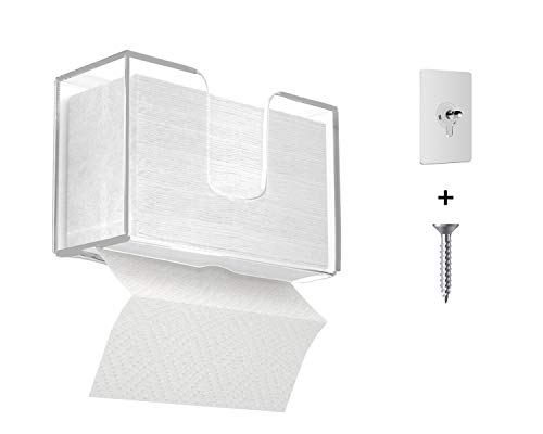 IEEK Paper Towel Dispenser Wall Mount Acrylic Paper Towel Holder for Bathroom Office and Kitchen,Hand Towel Dispenser Fits Multi-Fold Paper Towel,C-Fold, Zfold,Tri fold Paper Towels,Clear - color: Clear