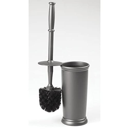 mDesign Toilet Bowl Brush and Holder - Covered Bathroom Toilet Brush - Standing Toilet Bowl Scrubber in Modern Holder - Space Saving, Deep Cleaning Brush for Toilet - Hyde Collection - Charcoal Gray - color: Charcoal, size: Pack of 1