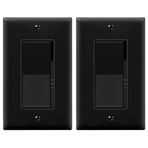 TOPGREENER 300W LED Dimmer Switch, Single Pole or 3-Way, Black, 2P - color: Black