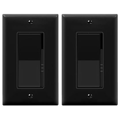 TOPGREENER 300W LED Dimmer Switch, Single Pole or 3-Way, Black, 2P - color: Black