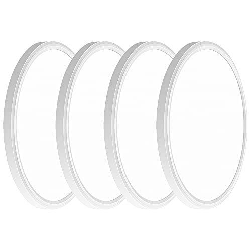 4PACK 3200lm LED Flush Mount Ceiling Light, Super Slim 12 inch LED Ceiling Light, 5000K Daylight LED Ceiling Light for Bedroom, living room, garage, office, warehouse, Dining room (White, Four Pack) - color: White, size: 12in-4Pack