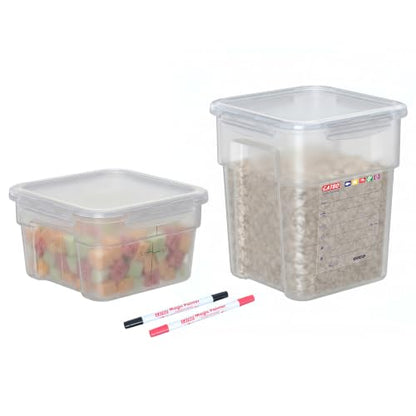 2 Pack Airtight Commercial Food Storage Container Set, 2 QT & 4 QT BPA-Free Translucent Polypropylene, Stackable, Gold Scale Markings for Spices & Coffee Beans, Tall Model - size: 2(QT)+4.0(QT)-Tall
