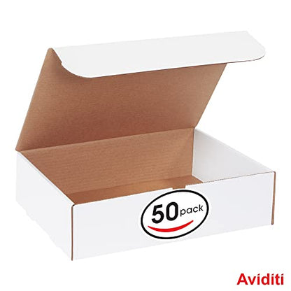 Box USA Mailer Boxes Medium 15 1/8"L x 11 1/8"W x 4"H 50-Pack - Corrugated Cardboard Box for Shipping, Moving, Mailing, Packing, Packaging and Storage - size: 15x11x4" 50-Pack White