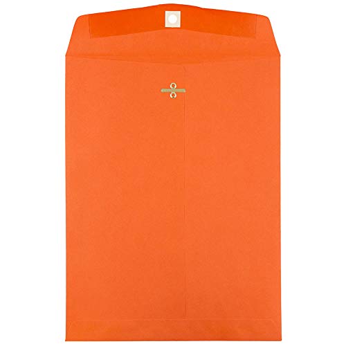 JAM PAPER 9 x 12 Colored Envelopes with Clasp Closure - Orange Recycled - 10/Pack - color: Orange, size: Pack of 10