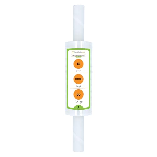 PSBM Stretch Wrap with Handles, 4 Rolls 10 Inch x 1000 Feet 80 Gauge Heavy Duty Clear Plastic Wrap Industrial Strength Shrink Film for Moving, Packing & Shipping - size: 10 Inch, style: 80 GA
