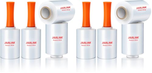JARLINK 5" x 1000' Plastic Film Roll, Stretch Pallet Wrap W/Handles, 8 Pack - size: 5" x 1000ft (Pack of 2)