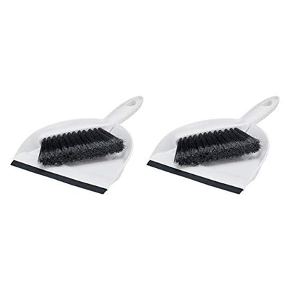Amazon Basics Small Portable Mini Dustpan and Brush Set for Indoor Outdoor Floor Cleaning, Gray, Pack of 2
