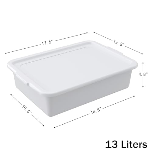 13 L Commercial Bus Tubs with Lid, White Plastic Bus Box, 12 Pack