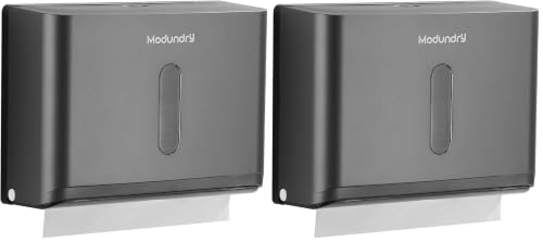 Paper Towel Dispensers Wall Mount: Multifold Z-Fold Paper Towel Holder, No Drilling Install, Compact Hand Towel Dispenser for Home Bathroom, Restroom, Office, Matte Grey (Pack of 2) - color: 5827-grey, size: 210 Sheet (Pack of 2)