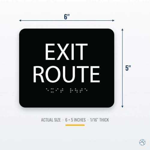 Alpha Dog Exit Route Sign, 5x6 ADA Braille Sign, Black - color: Black, size: Exit Route