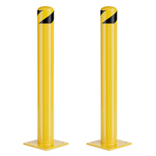 Safety Bollard Post, 36 Inch Height Steel Bollards, 4.5 Inch Diameter Parking Bollard, Yellow Powder Coated Safety Parking Barrier Post, for Traffic Sensitive Areas (36inch 2Pack)