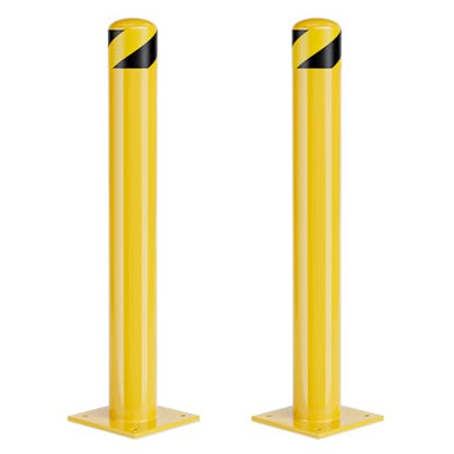 Safety Bollard Post, 36 Inch Height Steel Bollards, 4.5 Inch Diameter Parking Bollard, Yellow Powder Coated Safety Parking Barrier Post, for Traffic Sensitive Areas (36inch 2Pack)