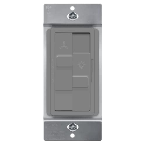 TOPGREENER Ceiling Fan Control and Light Dimmer Switch, 3-Speed, Grey - color: Gray, size: Dimmer Switch with Fan