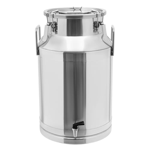 Milk Can with a Faucet,Large Liquid Container Storage,Stainless Steel Milk Bucket With Sealing Lid and Carry Handle,for Wine, Oil Storage Transport (40L/10.6 Gal,w/Faucet) - size: 40L/10.6 Gal,w/Faucet
