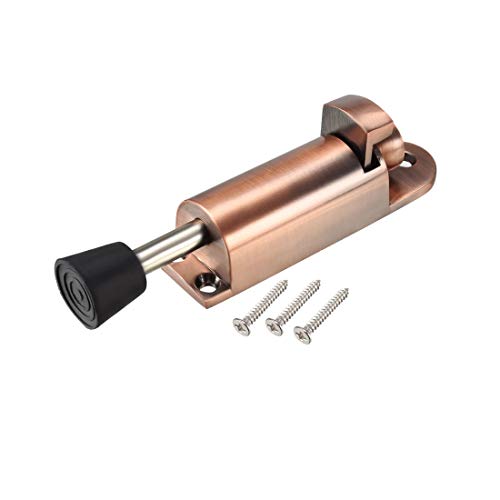 uxcell Kickdown Door Stopper Spring Loaded Foot Pedal Door Stops Holder 112mm Length Copper Tone - color: Copper Tone
