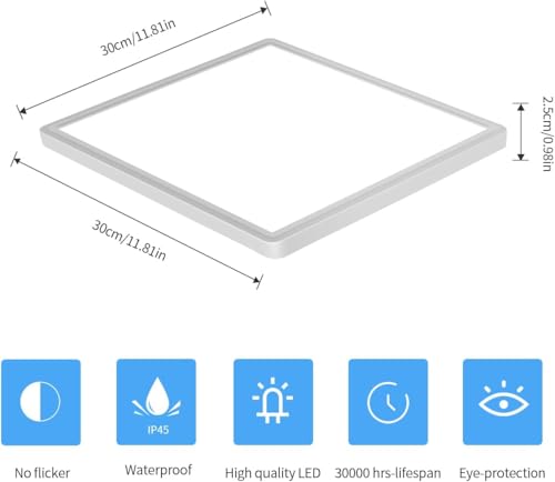 DELIPOP 4 Pack Flush Mount Ceiling Light, 12 Inch 24W Ultra Thin Square LED Ceiling Light, 6500K Cool White Low Profile Light Fixture for Living Room Bedroom Bathroom Kitchen Dining Room Corridor - size: 12in-6500K-4Pack