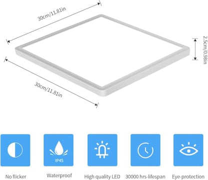 DELIPOP 2 Pack Flush Mount Ceiling Light, 12 Inch 24W Ultra Thin Square LED Ceiling Light, 6500K Cool White Low Profile Light Fixture for Living Room Bedroom Bathroom Kitchen Dining Room Corridor - size: 12in-6500K-2Pack