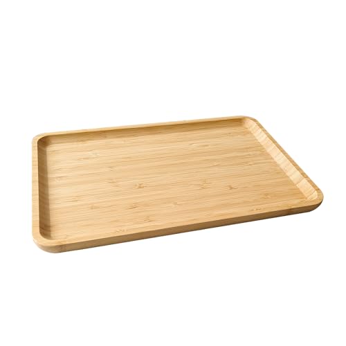 DILLMAN Bamboo Serving Tray Wooden Rectangle Dinner Food Bed Lab Tray Small - size: 14.2" x 9.5" x 0.8"