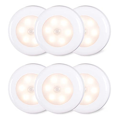 STAR-SPANGLED 2.8” LED Motion Sensor Lights Indoor AAA Battery, 6 Pack Warm - color: Warm White