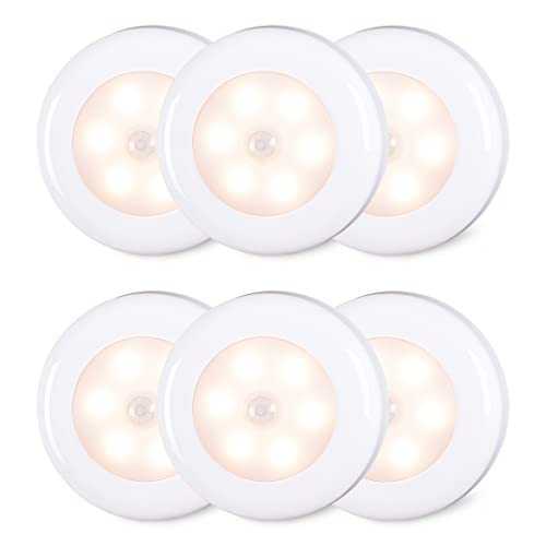 STAR-SPANGLED 2.8” LED Motion Sensor Lights Indoor AAA Battery, 6 Pack Warm - color: Warm White