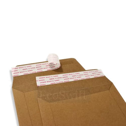 100 EcoSwift 6.5 x 4.5 Rigid Photo Mailers Stay Flats Brown Cardboard Self Seal Envelopes