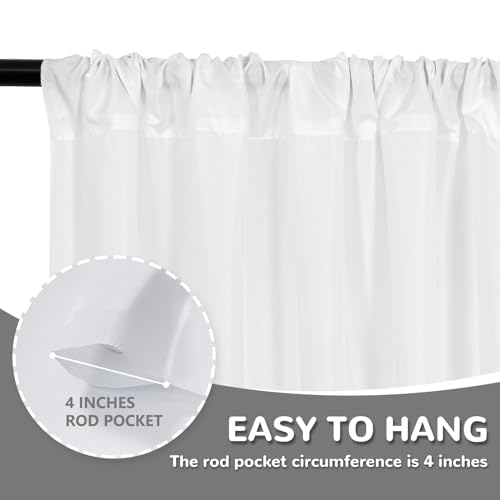 MEETSKY White Backdrop Curtains,Photo Birthday Backdrop,5ft x 7ft,2 Panels - color: White, size: 60"W x 84"L (Pack of 2)