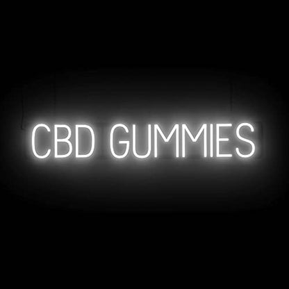 SpellBrite LED Neon CBD GUMMIES Sign for Business - White, 40" x 6" - color: White, size: CBD GUMMIES (40"x6.3")