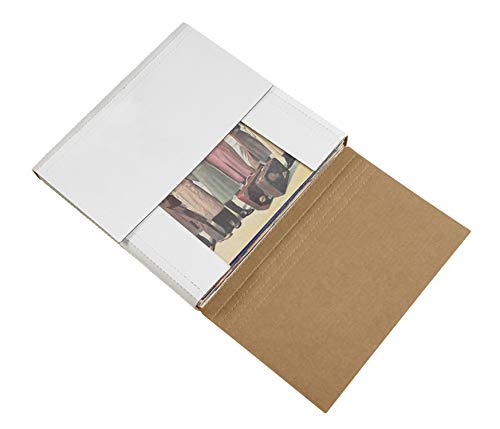 Boxes Fast BFM1BK Corrugated Cardboard Easy-Fold Mailers, 11 1/8 x 8 5/8 x 2 Inches, Fold Over Mailers, Adjustable Die-Cut Shipping Boxes, Multi-Depth, Large White Mailing Boxes (Pack of 50)