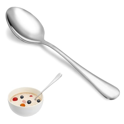 32 Pcs Dinner Spoon Set,Premium Food Grade Stainless Steel Spoons,Durable Metal Spoon,Tablespoon,Spoons Silverware Only,Mirror Finish & Dishwasher Safe,Use for Home,Kitchen and Restaurant - 7.3 inch - color: Silver