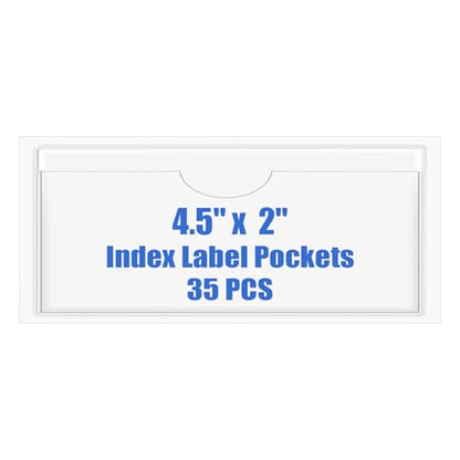 Origin-Joy 35 PCS Self Adhesive Index Card Pockets with Top Open, Clear Plastic Label Holder for Cards of Note, Library and Business, Adhesive Label Pockets & Card Holder (4.5 x 2 inch) - size: 4.5 x 2 inch, style: Horizontal